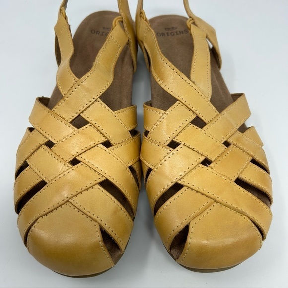 Earth Origins Berri Yellow Leather Woven Casual Round Toe Slip-on Sandal Size 12 - Picture 5 of 12